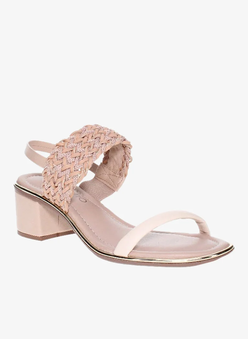 Beira Rio Ladies Mid Heel Sandals Beige | Made In Brazil