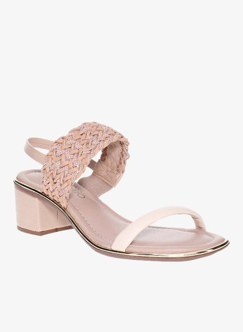 Beira Rio Ladies Mid Heel Sandals Beige | Made In Brazil - Image 1