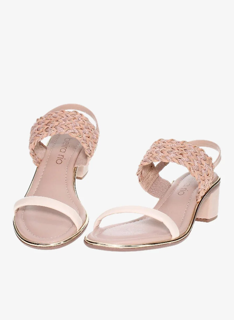 Beira Rio  Beira Rio Ladies Mid Heel Sandals Beige | Made In Brazil for Women | Best Price UAE