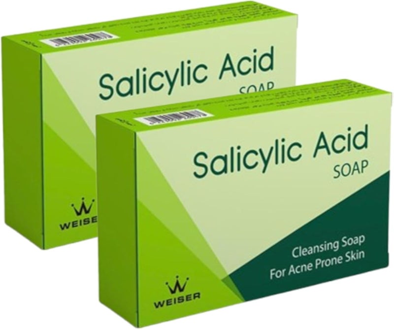 WEISER Salicylic Acid Soap, Cleansing Soap for Acne Prone Skin 45GM Pack of 2