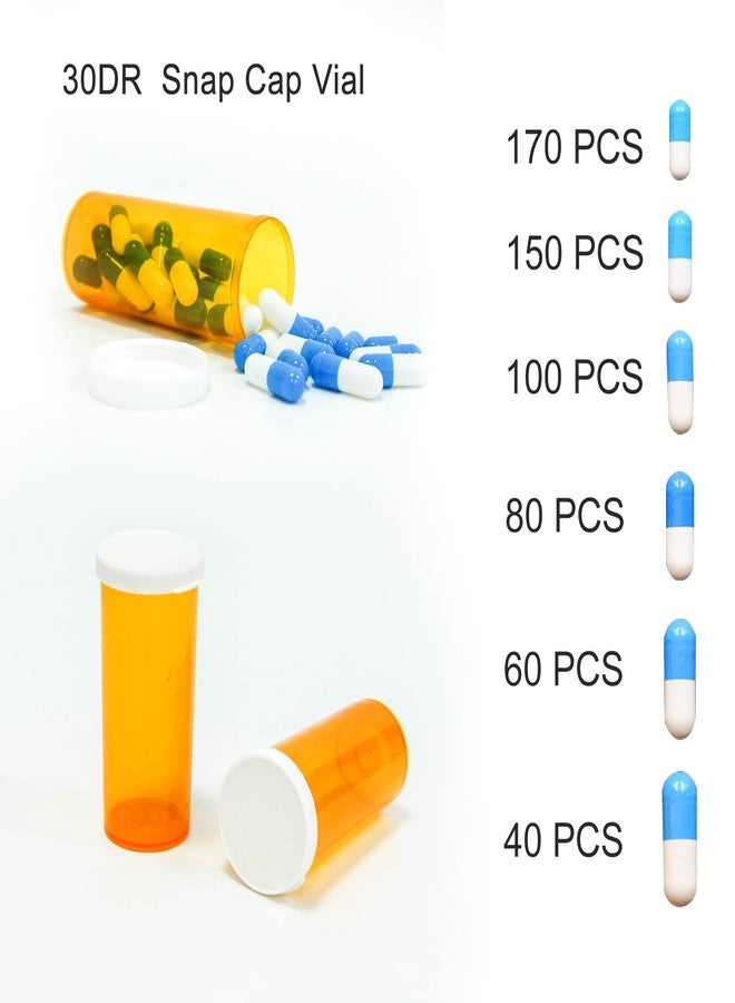 SAMUSLAMCN Pill Bottles with Snap Caps, Not Child Resistant Cap, Prescription Vials - Easy Open - Empty Medicine Plastic Containers for Personal Medication & Pharmacy (30 dram, 12pcs - Image 2