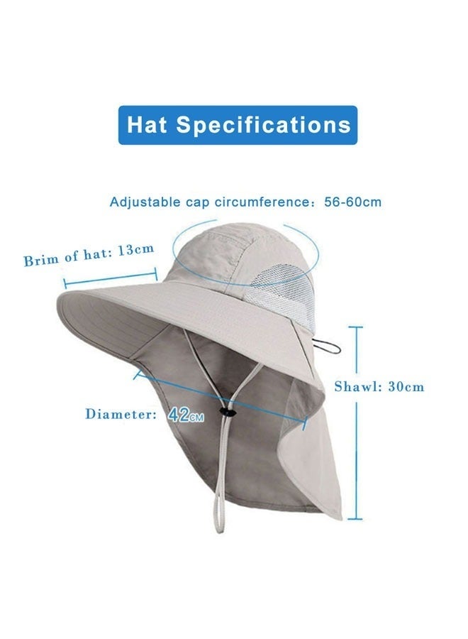 2Pcs Outdoor men's Sun Hat With 50+UPF Protection, Wide Brimmed Neck Collar, UV Resistant Fishing Hat (Khaki/Black) - Image 3