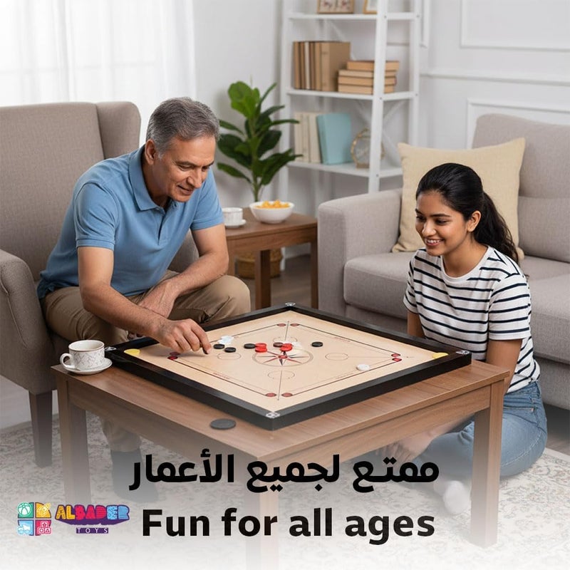 ALBADER Indian Wooden Carrom Board Game Set, Premium Smooth Solid Wood with Carrom Coins Box, Available in Small Medium Large Sizes, Durable Family Tabletop Board Game for Kids and Adults (Large) - Image 4
