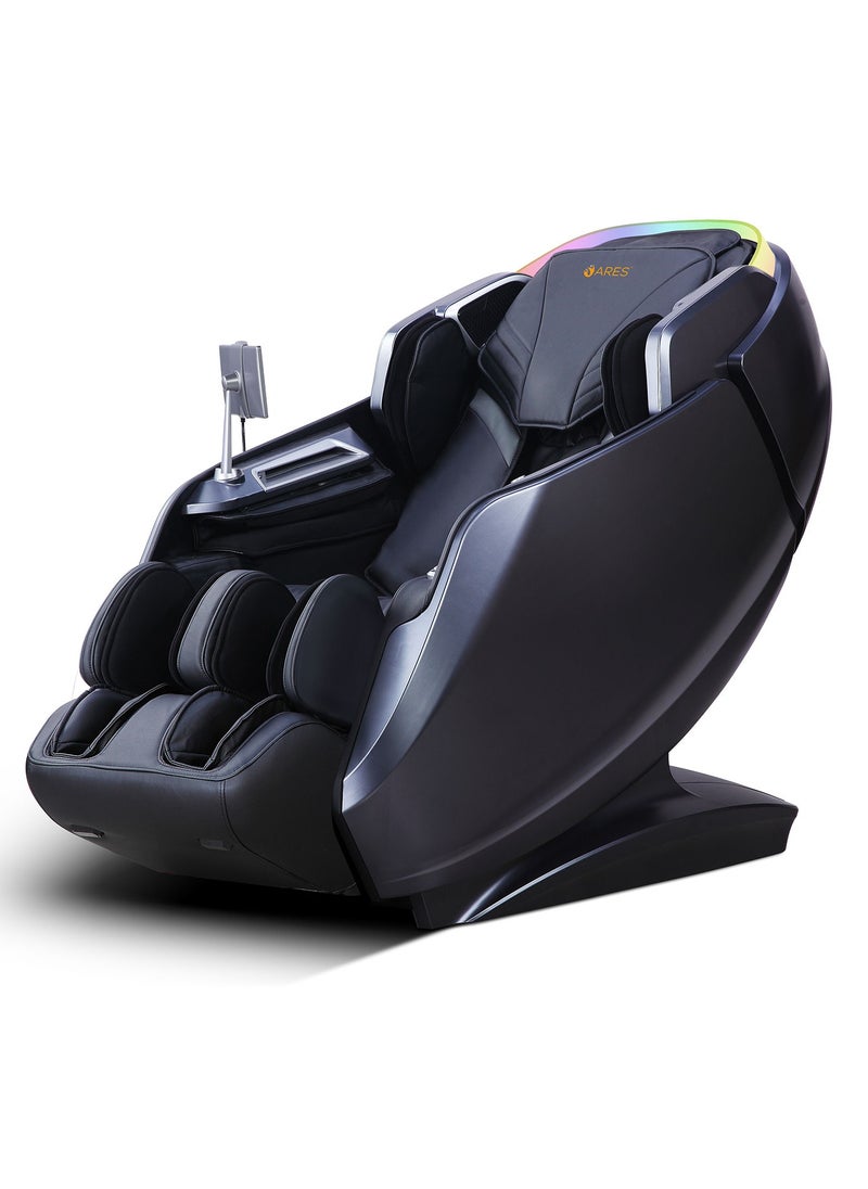 ARES iHealth Massage Chair with Smart Health Technology 4D+SL Massage Mechanism, 20 Programs, Leg Auto Strech, Heating Therapy, Bluetooth Speakers Wireless Charger - Black And Gray  - Image 1