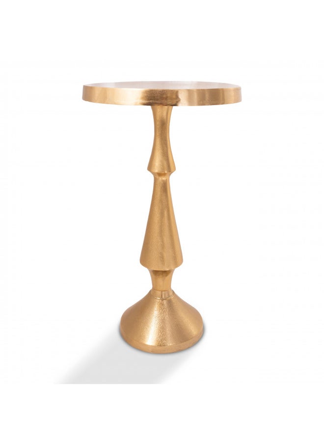 Objet D'Art Small Round Gold Side Table by Objet DArt, Larissa, Accent, End, Pedestal, Martini, Cocktail and Drink Table for Living Room and Small Spaces, Vintage Metal Brass Style Decor, 21 Height  - Image 1