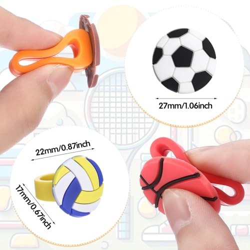 Chalyna 24 Packs Ball Rubber Rings Soccer Football Baseball Basketball Volleyball Beach Ball Cupcake Topper for Kids Party Favors Supplies - Image 5