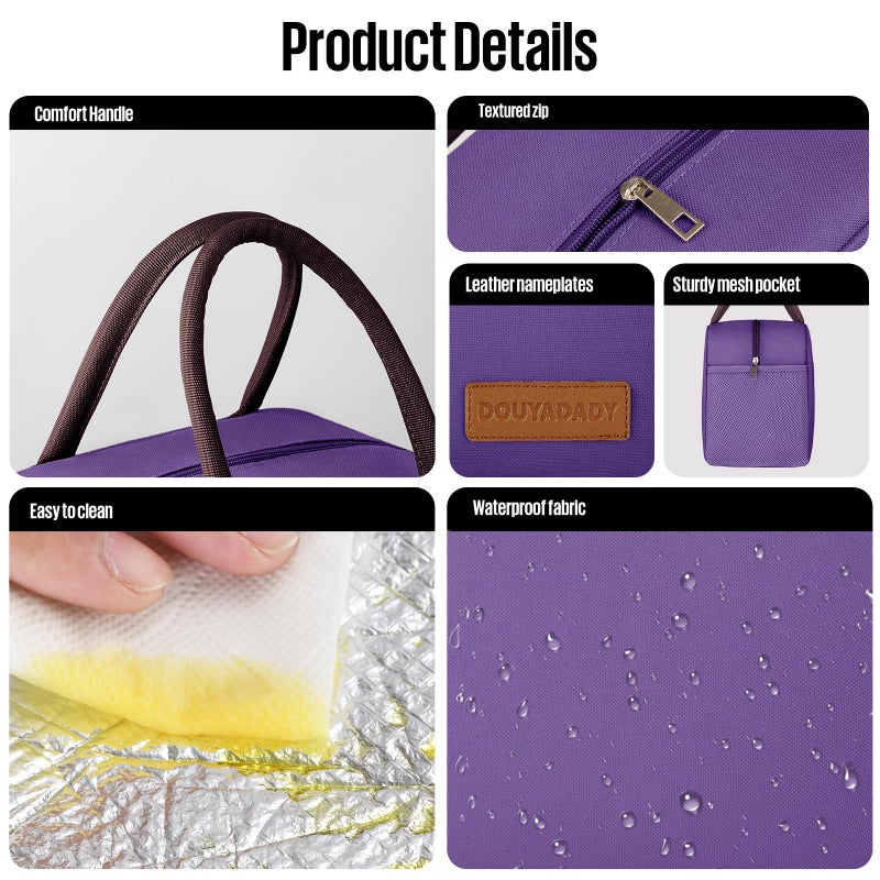 douyadady Lunch Bag Women/Men Lunch Box Women/Men (Dark purple) - Image 4