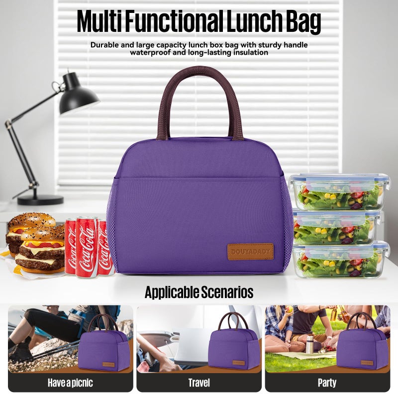douyadady Lunch Bag Women/Men Lunch Box Women/Men (Dark purple) - Image 3