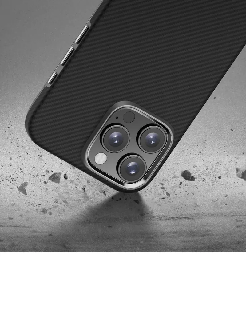 PITAKA Ultra Slim Case for iPhone 16 Pro Max / Compatible with MagSafe / 3D Grip Textured / Raised Camera Lip / Drop and Damage Protection - Black / Gray