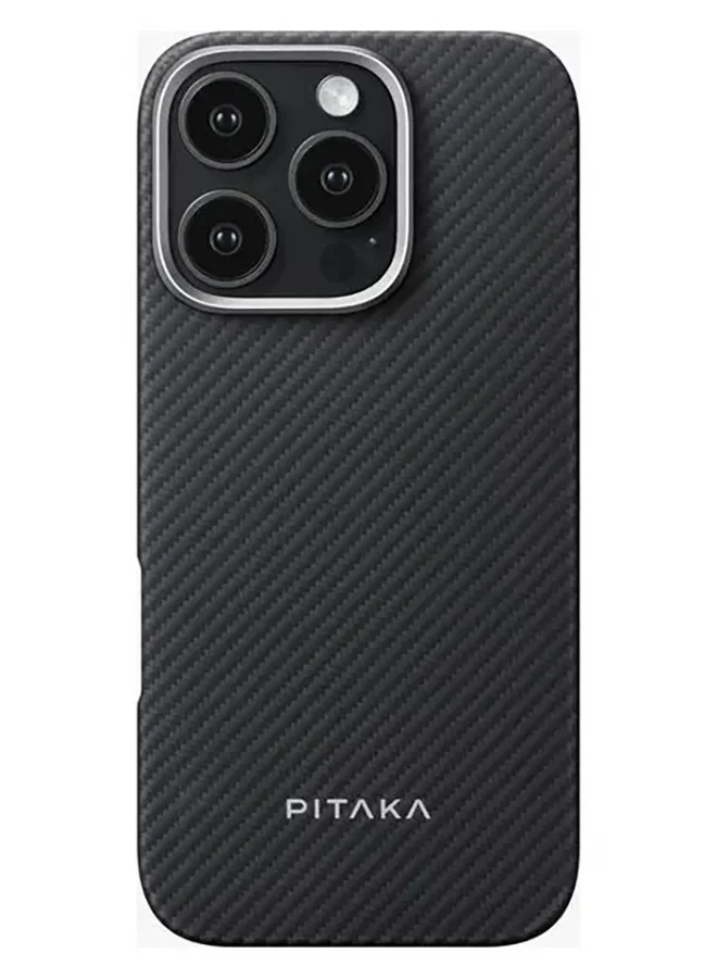 PITAKA Ultra Slim Case for iPhone 16 Pro Max / Compatible with MagSafe / 3D Grip Textured / Raised Camera Lip / Drop and Damage Protection - Black / Gray