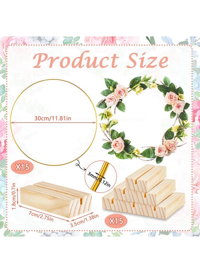 Dunzy 15 Pcs Floral Hoop Centerpiece For Table Metal Hoop Centerpiece With Stand Arch Round Centerpiece Table Decorations Flower Wreath Metal Rings For Crafts Diy Wedding Event Party Decor (Gold 12 Inch)  - Image 3