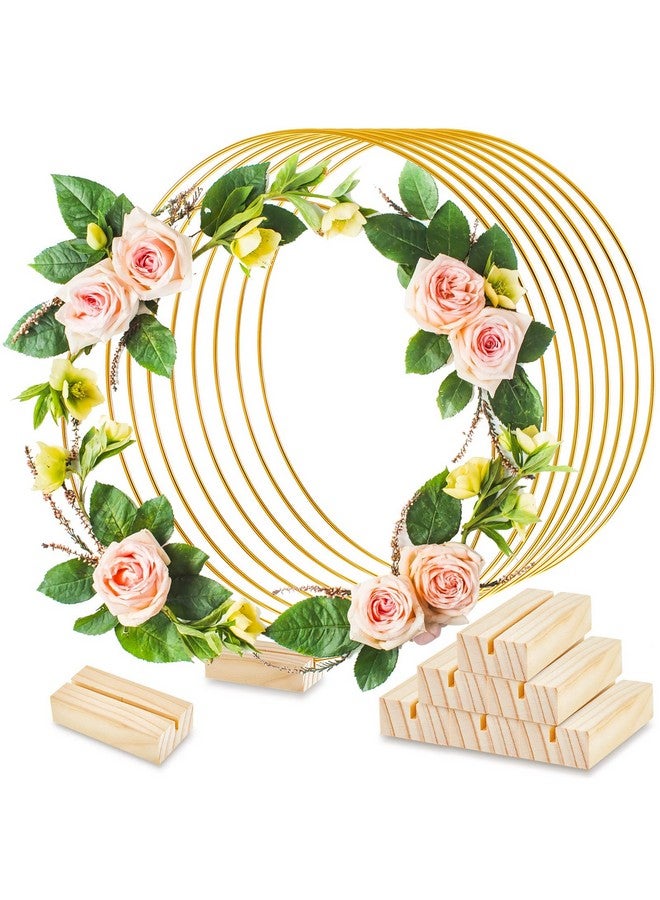 Dunzy 15 Pcs Floral Hoop Centerpiece For Table Metal Hoop Centerpiece With Stand Arch Round Centerpiece Table Decorations Flower Wreath Metal Rings For Crafts Diy Wedding Event Party Decor (Gold 12 Inch)  - Image 2