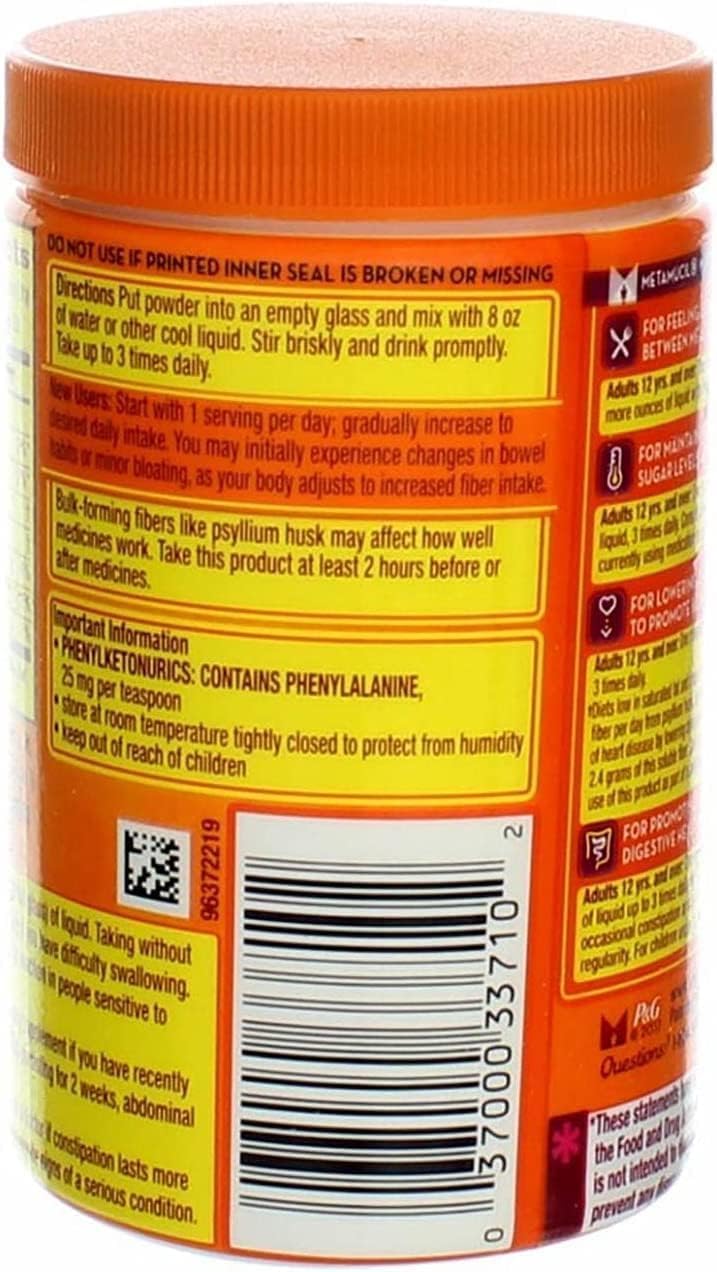 Metamucil مكمل الألياف اليومي ميتاموسيل لعلاج الانتظام خالي من السكر بنكهة البرتقال ناعم 61 أونصة عبوة من 3 - Image 4