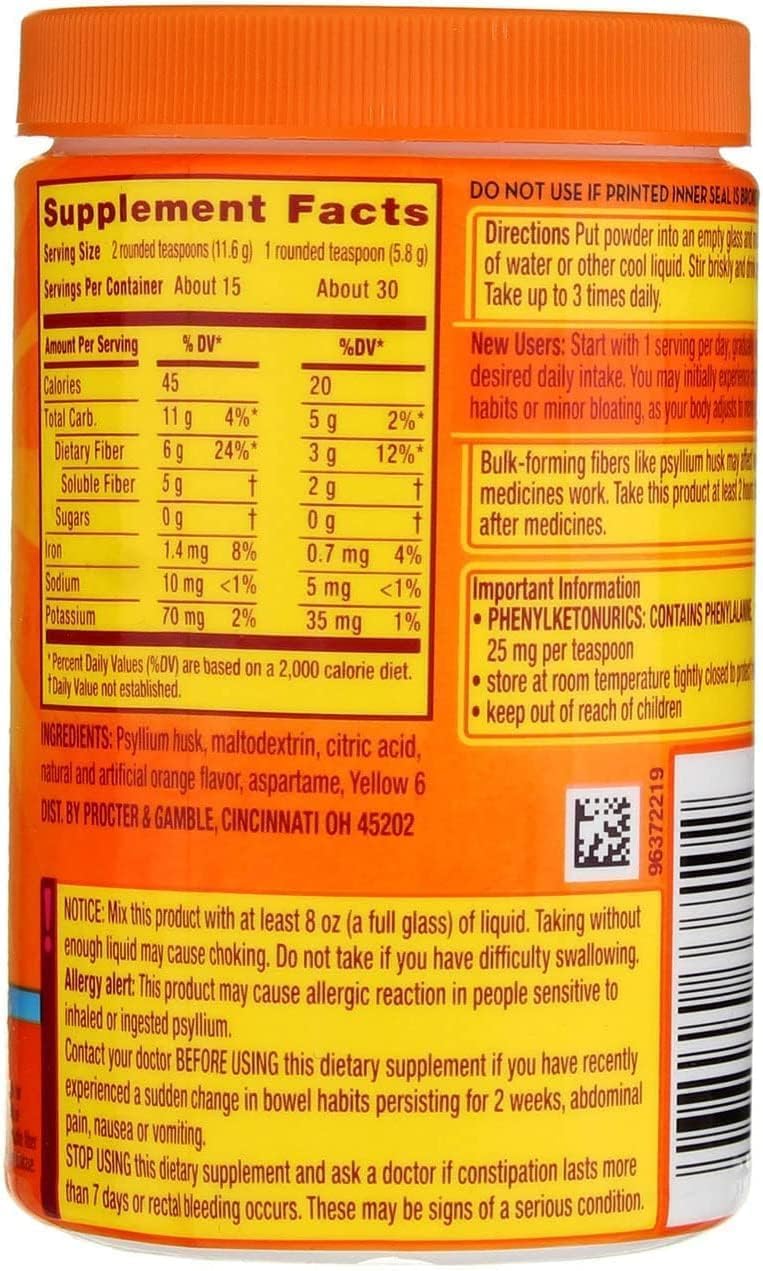Metamucil مكمل الألياف اليومي ميتاموسيل لعلاج الانتظام خالي من السكر بنكهة البرتقال ناعم 61 أونصة عبوة من 3 - Image 2