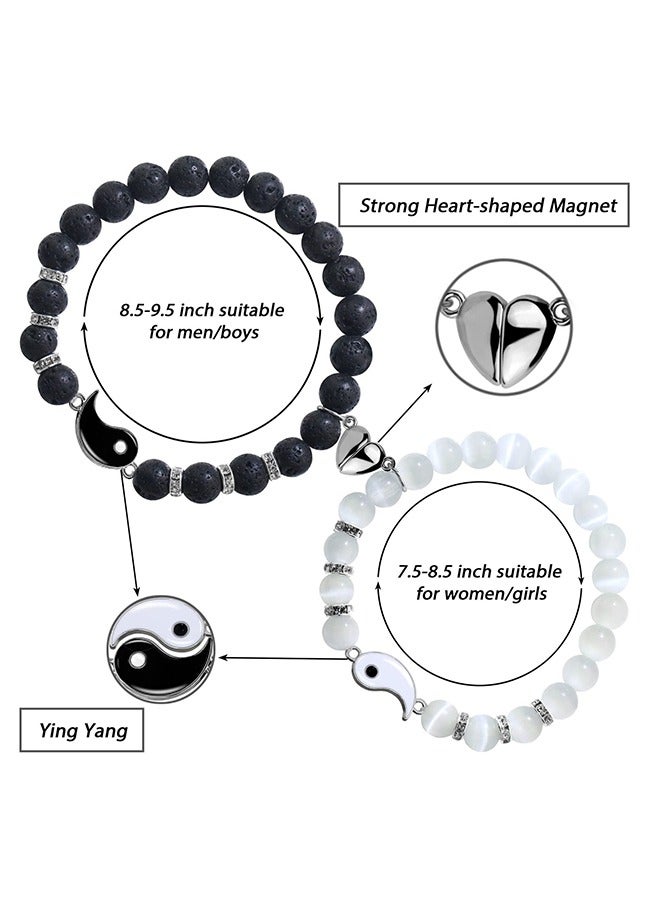 2 Pieces Matching Yin Yang Friend Couple Bracelets, Relationship Bracelets for Friendship Boyfriend Girlfriend - Image 2
