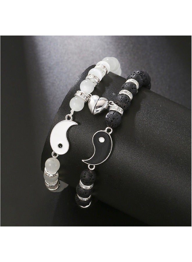 2 Pieces Matching Yin Yang Friend Couple Bracelets, Relationship Bracelets for Friendship Boyfriend Girlfriend - Image 3