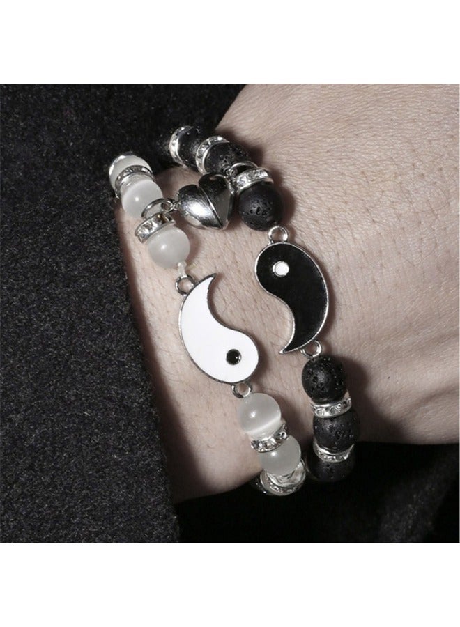 2 Pieces Matching Yin Yang Friend Couple Bracelets, Relationship Bracelets for Friendship Boyfriend Girlfriend - Image 4