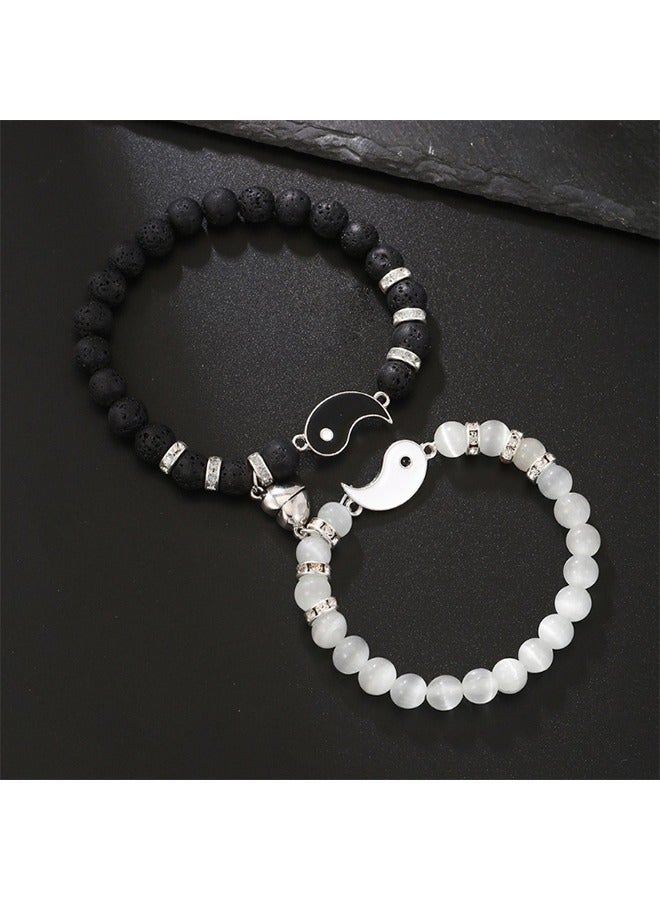 2 Pieces Matching Yin Yang Friend Couple Bracelets, Relationship Bracelets for Friendship Boyfriend Girlfriend - Image 5