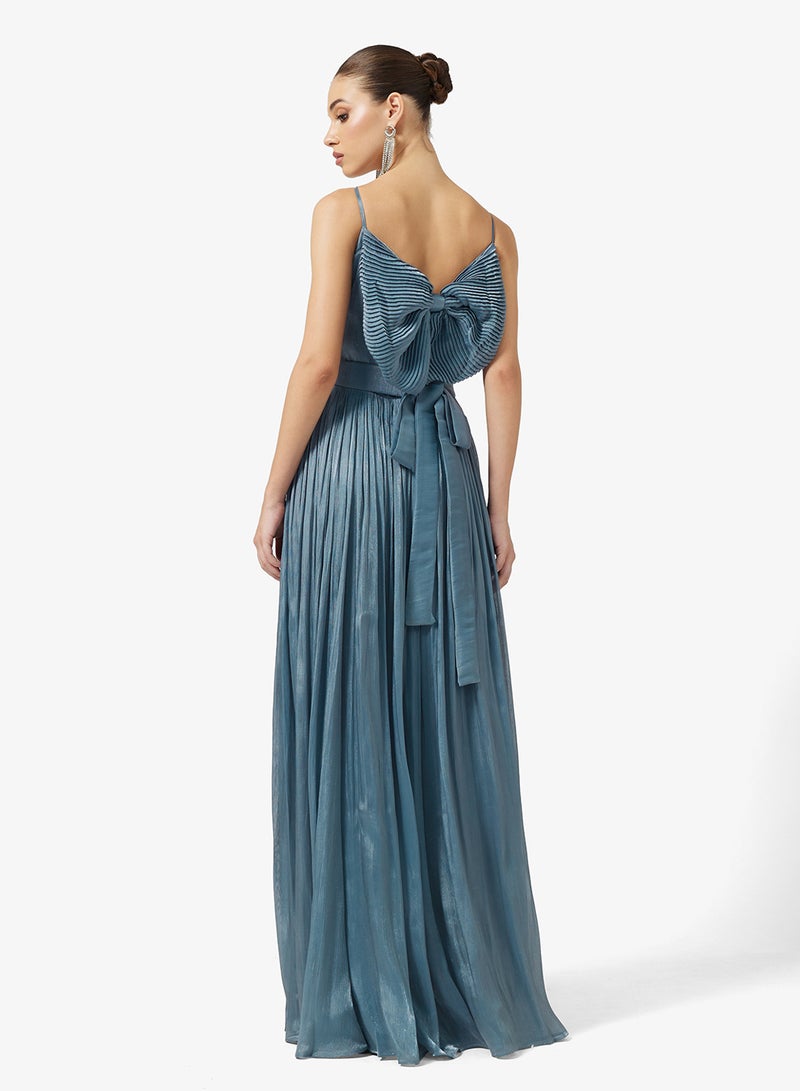Namshi x Halter Neck Pleat Detail A Line Gown - Image 2