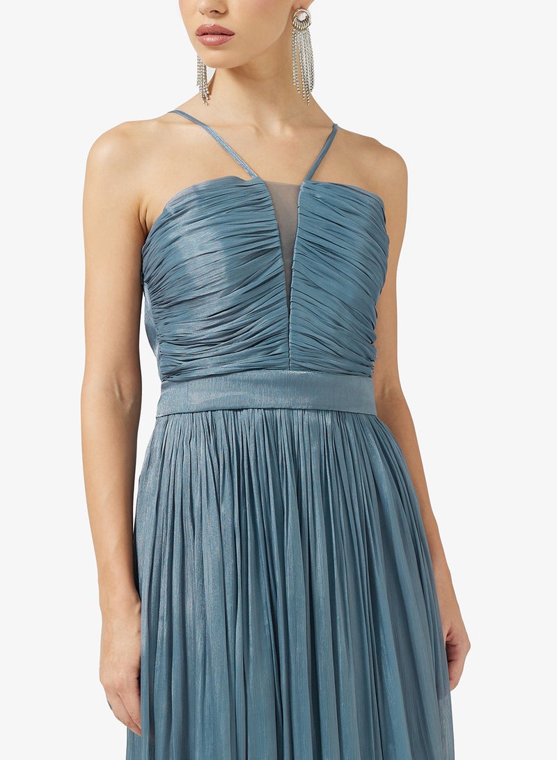 Namshi x Halter Neck Pleat Detail A Line Gown - Image 3