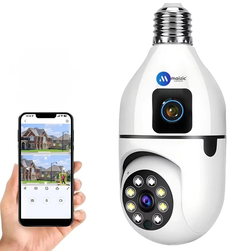 Maizic Smarthome Maizic Smarthome Ultra Convenient Indian Bulb Holder Indoor Security HD 5MP CCTV WiFi Bulb Camera wPTZ Upto 128GB SD Card Support Color Night Vision TwoWay Audio Dual Camera  - Image 1