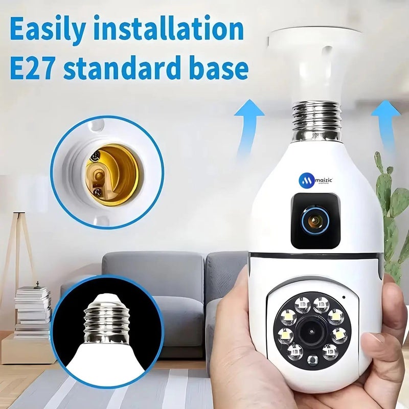 Maizic Smarthome Maizic Smarthome Ultra Convenient Indian Bulb Holder Indoor Security HD 5MP CCTV WiFi Bulb Camera wPTZ Upto 128GB SD Card Support Color Night Vision TwoWay Audio Dual Camera  - Image 5