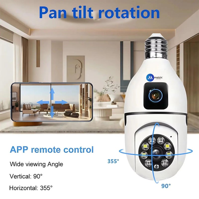 Maizic Smarthome Maizic Smarthome Ultra Convenient Indian Bulb Holder Indoor Security HD 5MP CCTV WiFi Bulb Camera wPTZ Upto 128GB SD Card Support Color Night Vision TwoWay Audio Dual Camera  - Image 3