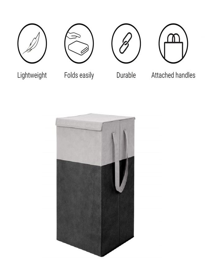 Acormek Laundry Basket with Lid for Clothes, Organizer | Laundry Basket with Lid Big Size, Laundry Bag Foldable with Zip - Black and Gray - 75 Liters | 36x36x55cm |Pack of 1 - Image 5