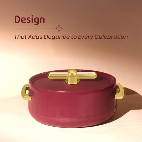 SELVEL Elegance Casserole | Advanced PU Insulation | Elegant Design Hot Pot | Hot Case Keeps Food Hot & Fresh for Hours | Serve Chapati, roti, Biryani and More (Royal Maroon, 1700) - Image 2