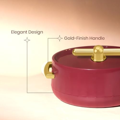 SELVEL Elegance Casserole | Advanced PU Insulation | Elegant Design Hot Pot | Hot Case Keeps Food Hot & Fresh for Hours | Serve Chapati, roti, Biryani and More (Royal Maroon, 1700) - Image 4