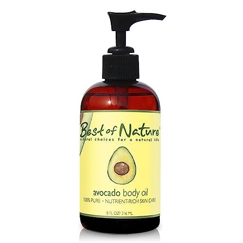 Best of Nature 100 Pure Avocado Oil Natural Massage Oil Moisturizing Body Hair Oil Unscented Skincare Carrier for Essential Oils Bulk Size Available 8 Fl Oz