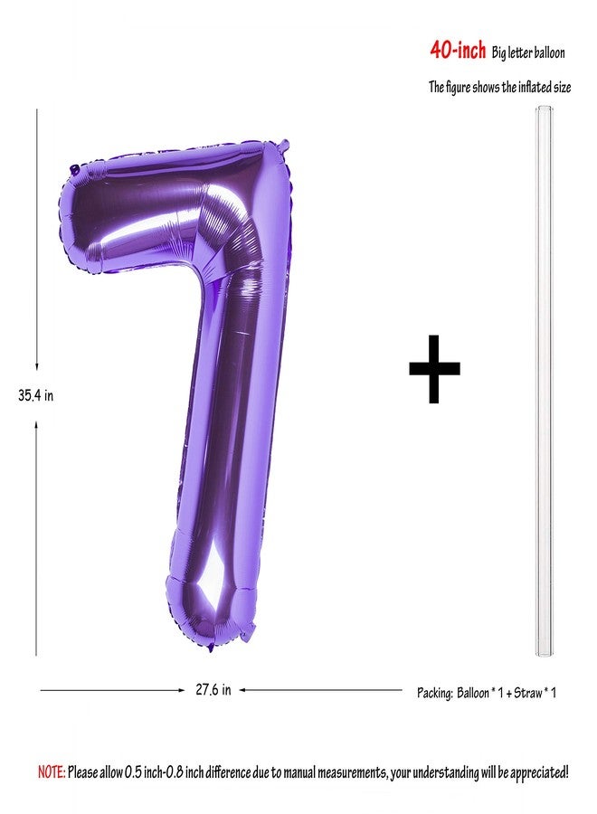 CHANGZHONG 40 Inch Purple number Helium Foil Birthday Party Digit Balloons (Purple 7) - Image 2