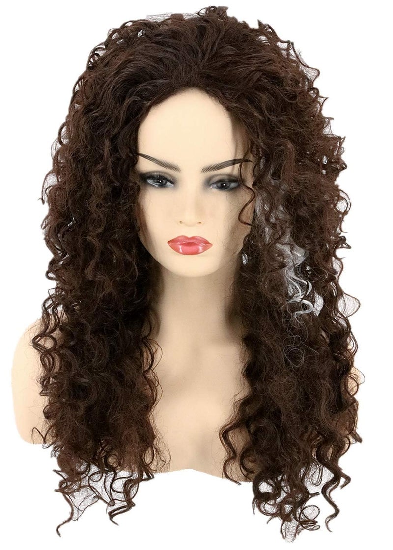 LeMarnia Brown Long Curly Afro Wig for Women or Girls Cosplay Halloween Costume Wigs