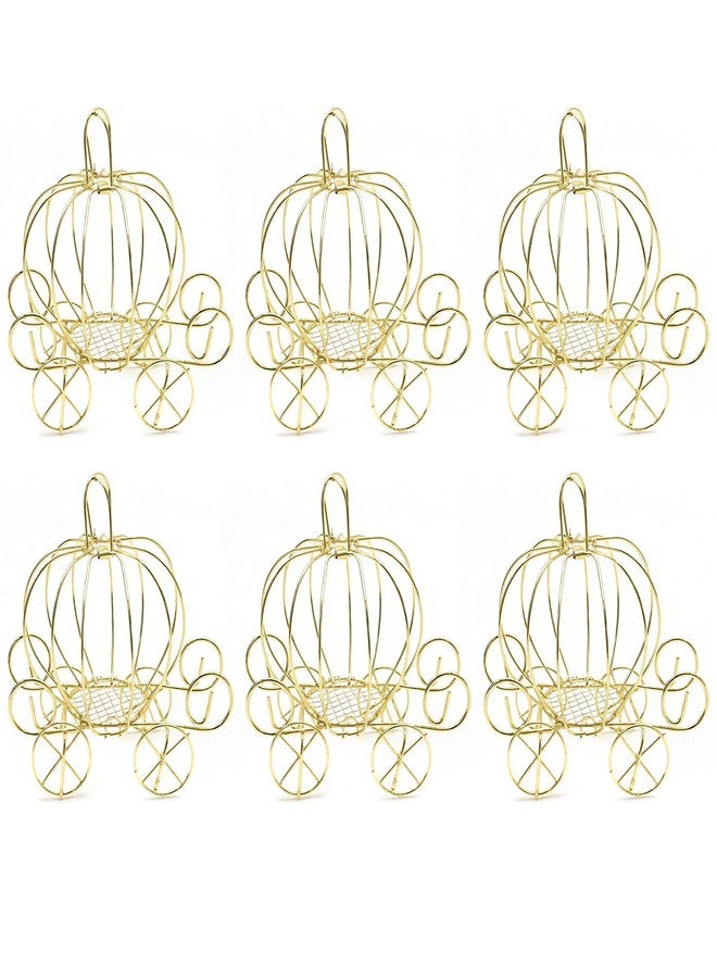 Saihisday Pumpkin Carriage Candy Box Metal Cinderella Carriage Candy Box Pumpkin Cart Centerpiece for Valentine's Day Wedding Birthdays Anniversar Halloween Parties 4.9 X 3.1 X 4.7 Inches (6, Golden) - Image 1