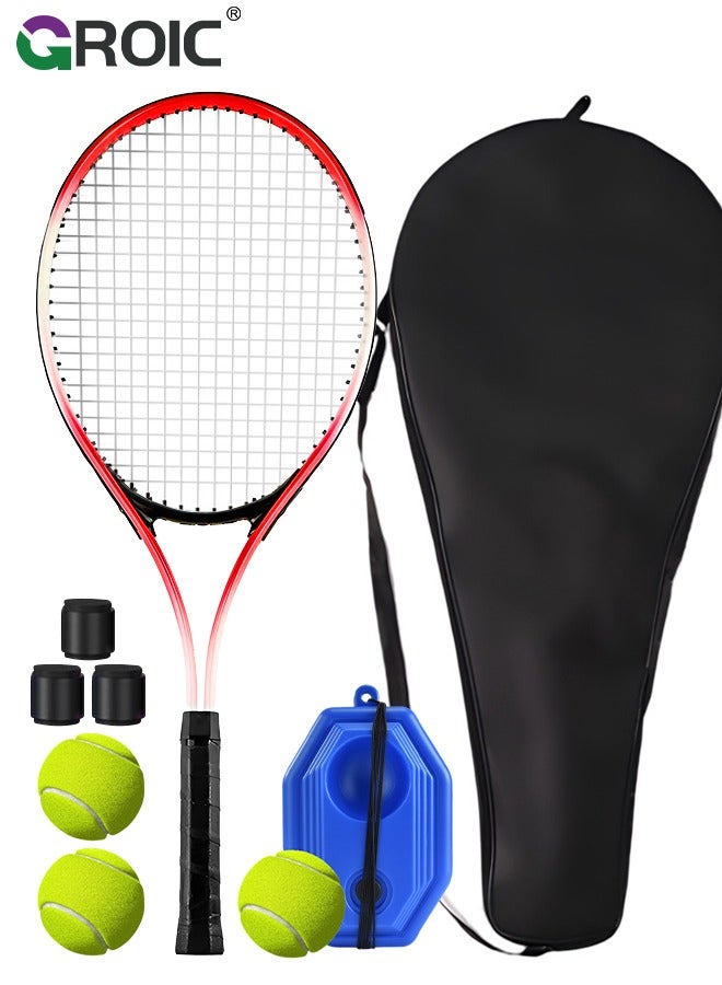 Extendable Tennis Racket GROIC Adult Tennis Racket Set,Tennis Trainer with String Rebound Tennis ...