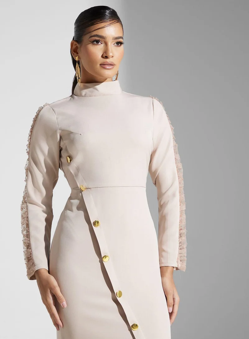 Golden Apple Button Detail Dress