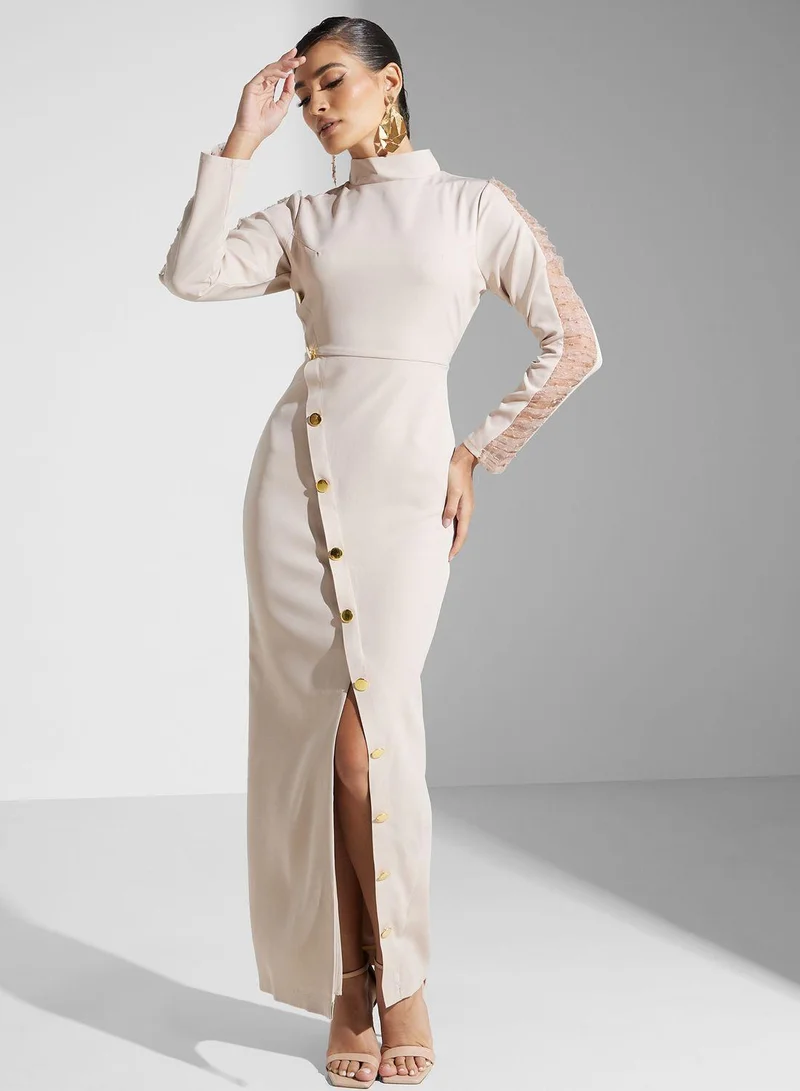 Golden Apple Button Detail Dress