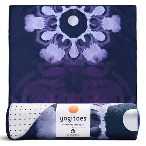 Manduka Yogitoes Hot Yoga Mat Towel 71 Moisture Activated Grip Patented Silicone Nubs Highly Absorbent Durable Easy Care Made from Recycled Materials 71 x 24 Inches Chakra Residence - Image 1