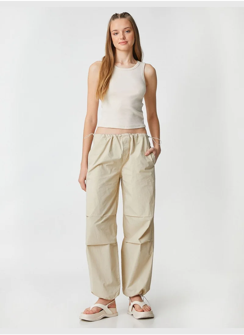 كوتون Basic Ribbed Binding Detail Crew Neck Tank Top