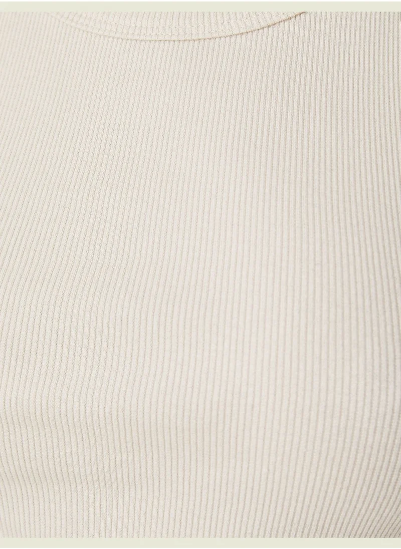 كوتون Basic Ribbed Binding Detail Crew Neck Tank Top
