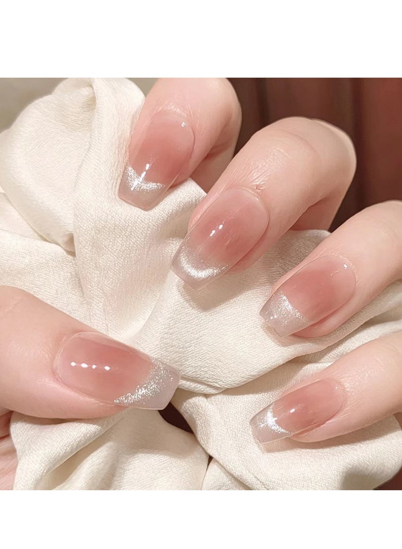 24 قطعة أظافر مضغوطة بتدرج وردي - Image 1