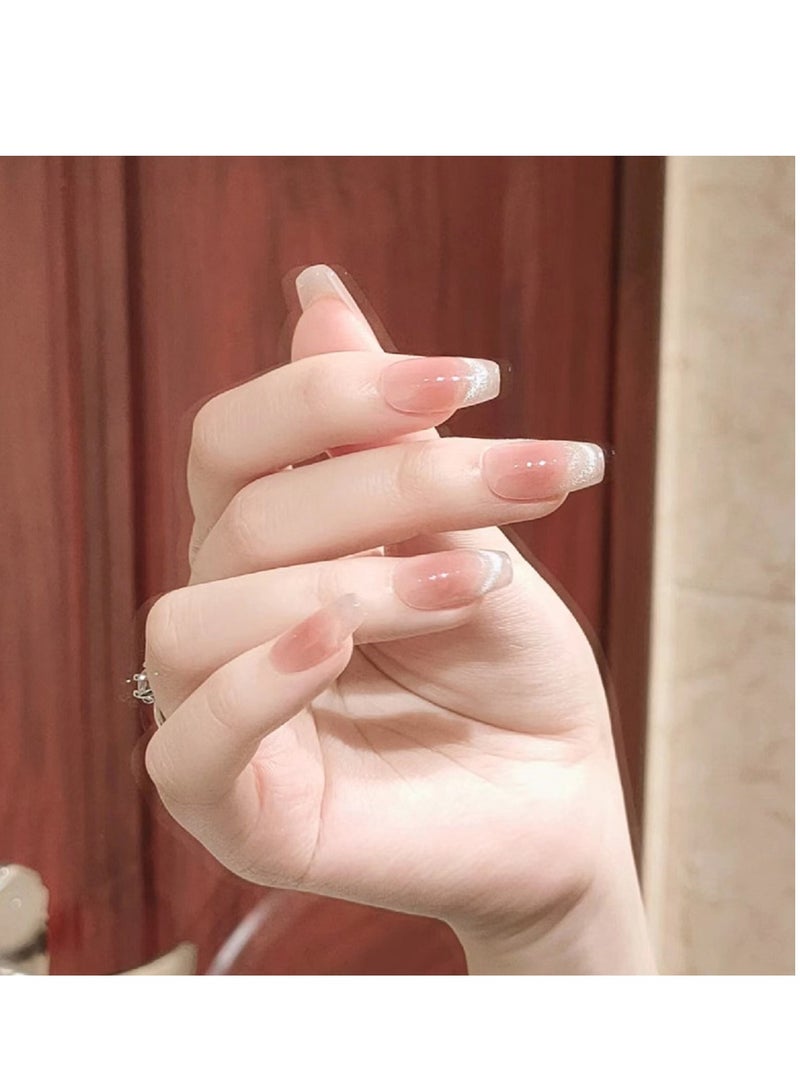 24 قطعة أظافر مضغوطة بتدرج وردي - Image 2