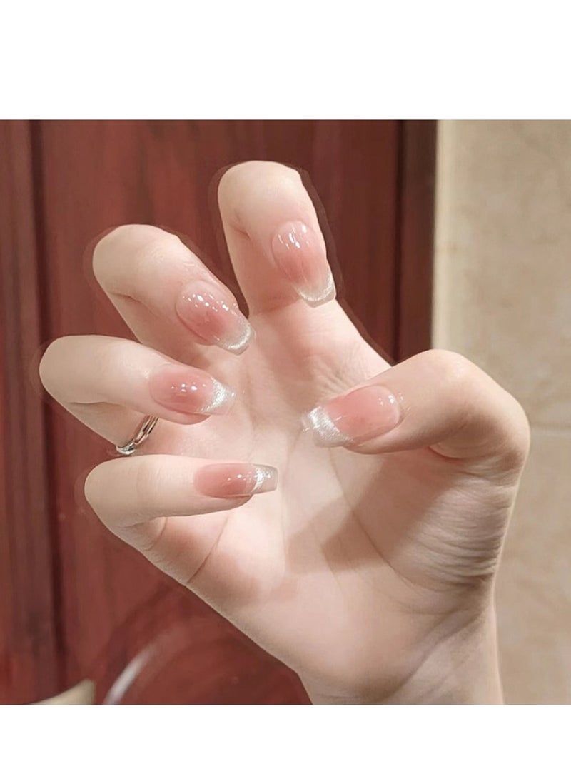 24 قطعة أظافر مضغوطة بتدرج وردي - Image 3