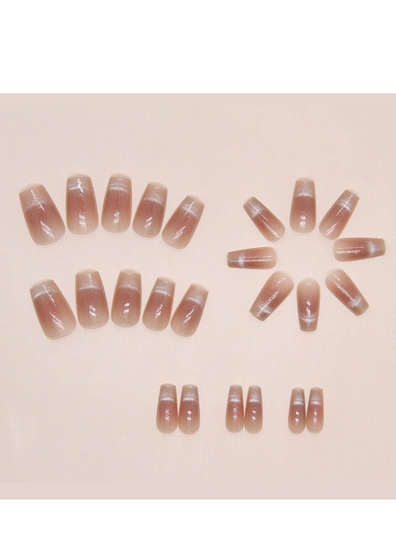 24 قطعة أظافر مضغوطة بتدرج وردي - Image 5