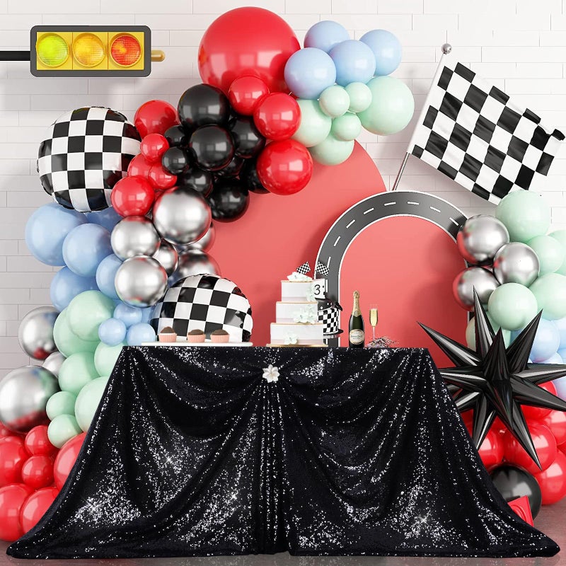 PartyDelight Black Sequin Tablecloth Rectangular 60x120 Shimmer Table Cloth Sparkle Glitter Decorations