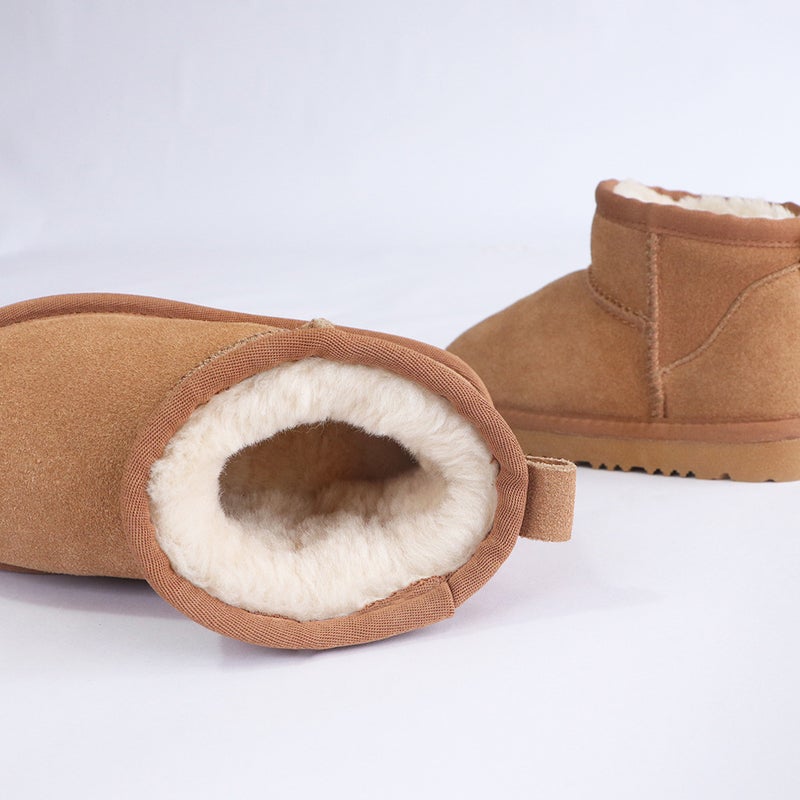 Children'S Mini Classic Family Snow Boots For Boys And Girls, Genuine Leather Warm Furry Shoes, Short Boots, Non-Slip, Fleece-Lined And Thickeneded - Image 5