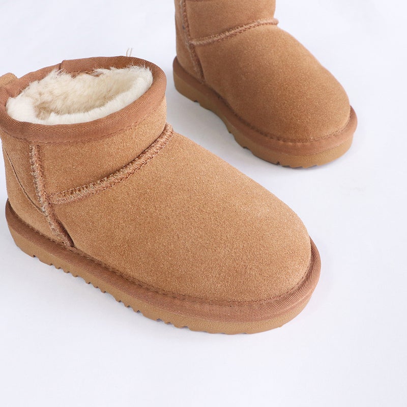 Children'S Mini Classic Family Snow Boots For Boys And Girls, Genuine Leather Warm Furry Shoes, Short Boots, Non-Slip, Fleece-Lined And Thickeneded - Image 3