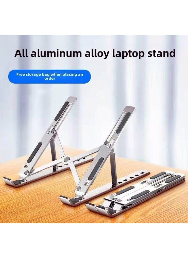 Laptop Desktop Bracket N3 Aluminum Alloy Folding Lifting Portable Base Heat Dissipation Heightening Bracket Adjustment-Color:Aluminum Alloy Black - Image 2