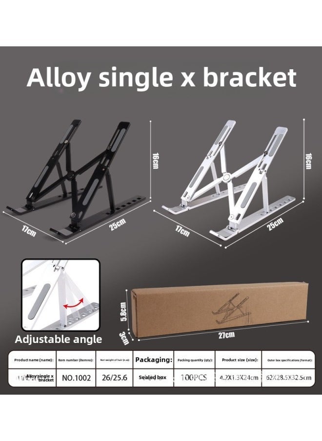 Laptop Desktop Bracket N3 Aluminum Alloy Folding Lifting Portable Base Heat Dissipation Heightening Bracket Adjustment-Color:Aluminum Alloy Black - Image 1