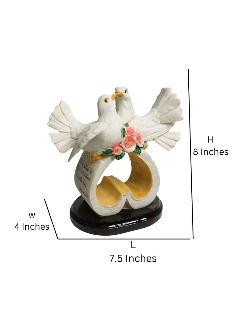 Wonderland - Wonderland Love Birds on Heart Resin Statue, Table Decoration, Home décor, Gifting - Image 1